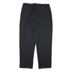 DICKIES Mens Relaxed Black Cotton Blend Zip Trousers W36 L31 Workwear Comfort
