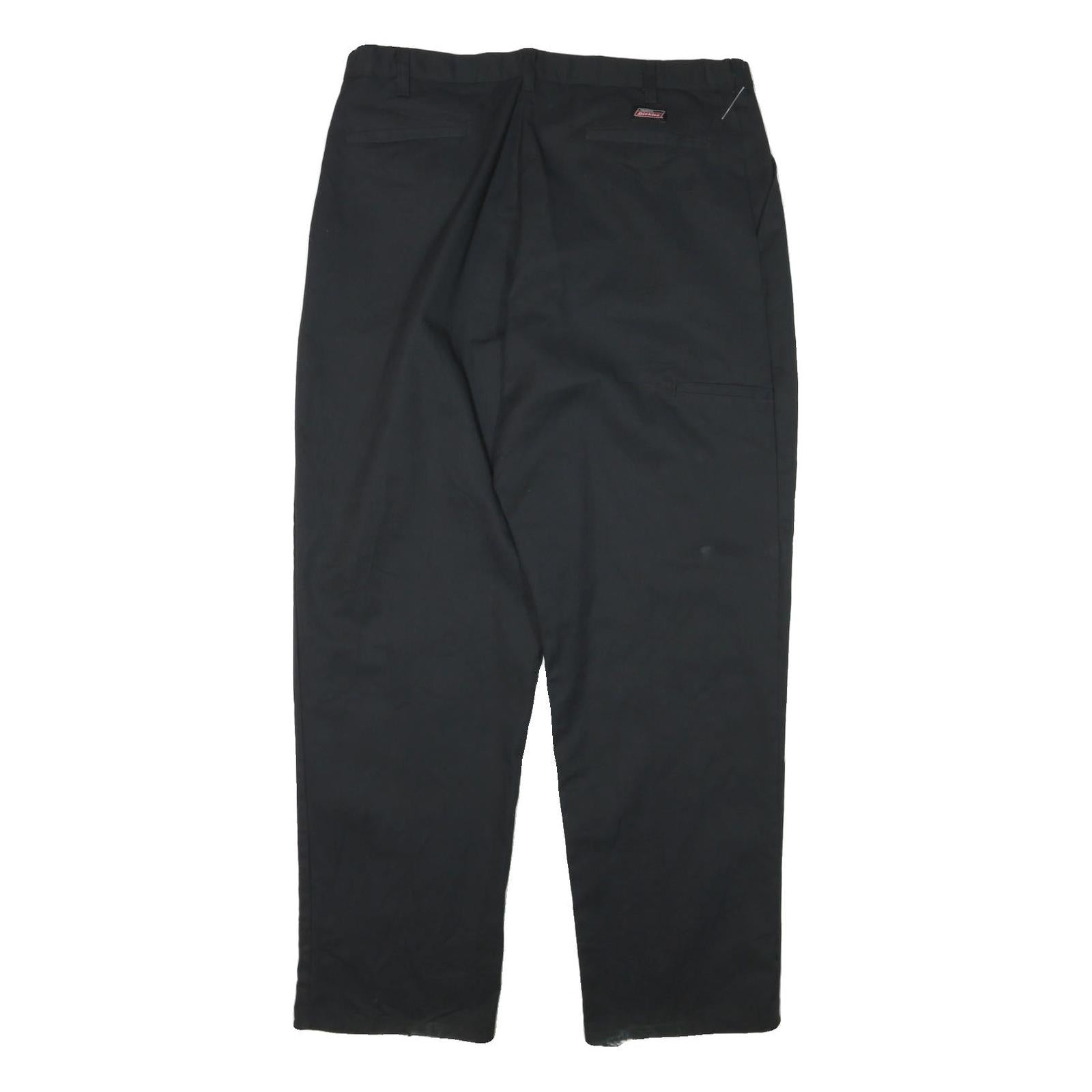 DICKIES Mens Relaxed Black Cotton Blend Zip Trousers W36 L31 Workwear Comfort