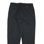DICKIES Mens Relaxed Black Cotton Blend Zip Trousers W36 L31 Workwear Comfort