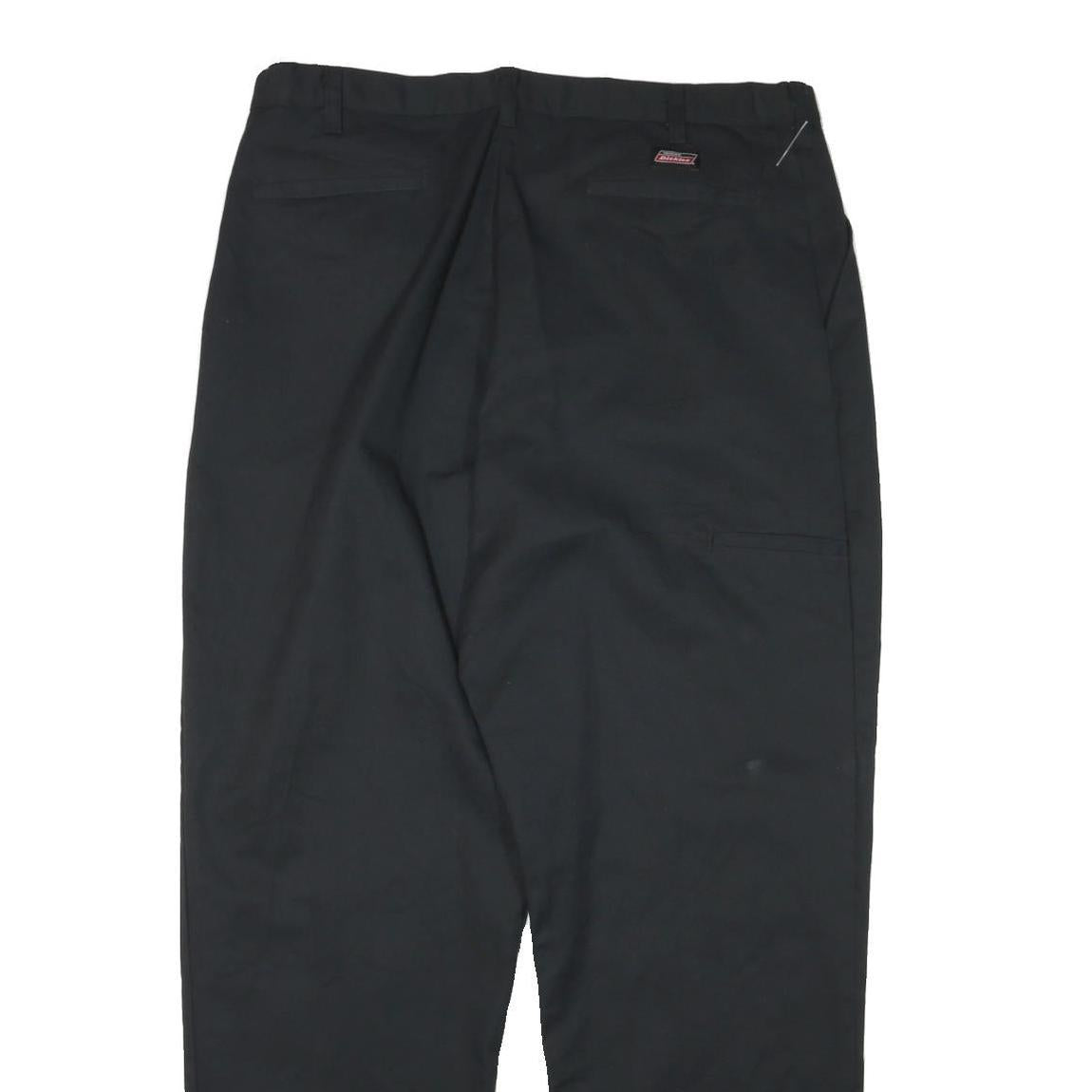 DICKIES Mens Relaxed Black Cotton Blend Zip Trousers W36 L31 Workwear Comfort