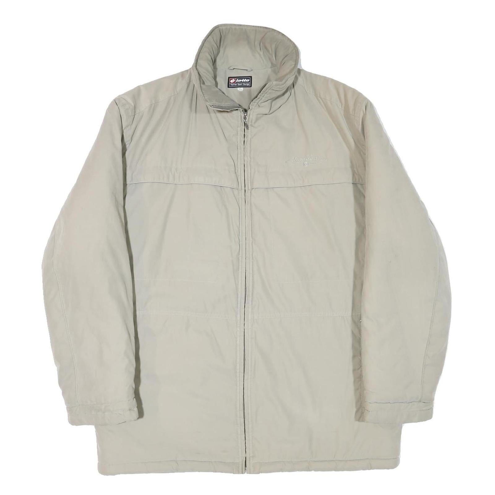 LOTTO Mens Beige Polyester Blend Zip Jacket XL Plain Lightweight Sports