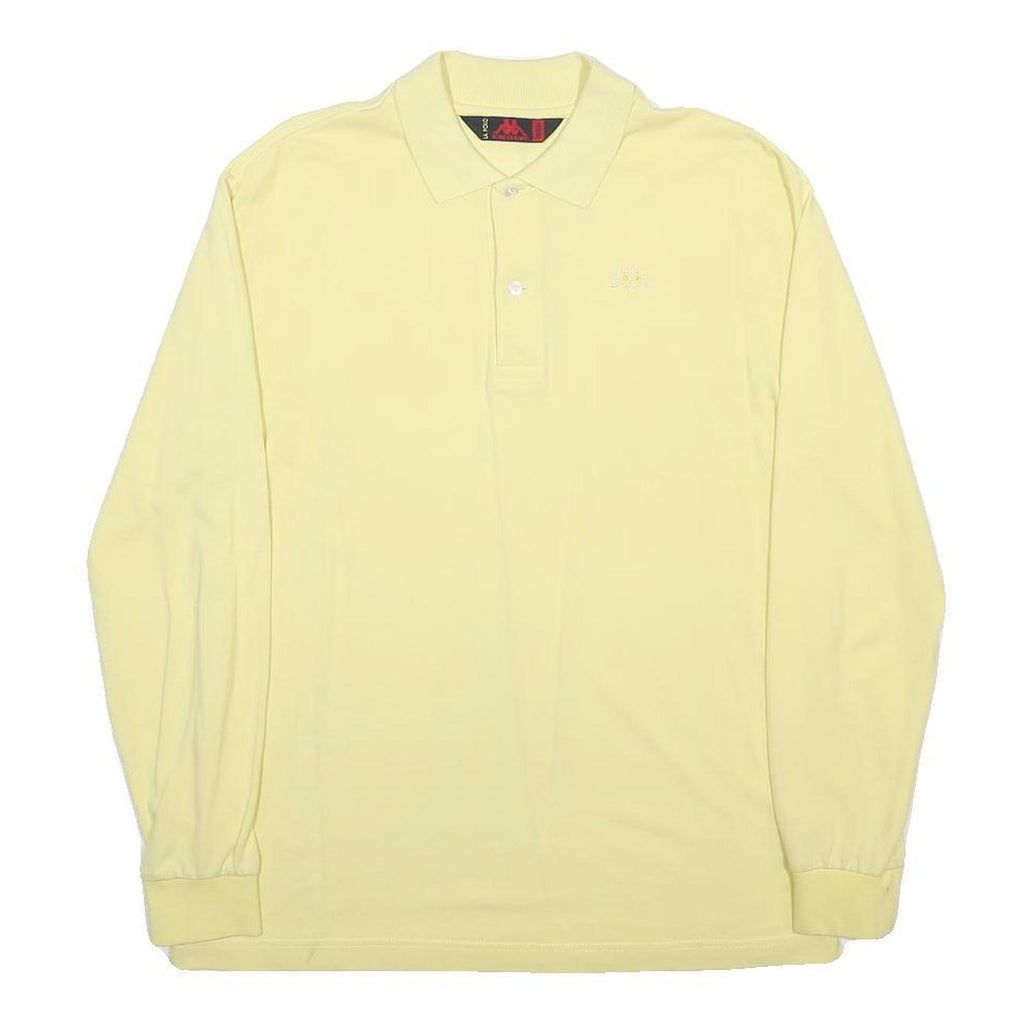 KAPPA Mens Yellow Long Sleeve Plain Polo Shirt M Cotton Blend Casual