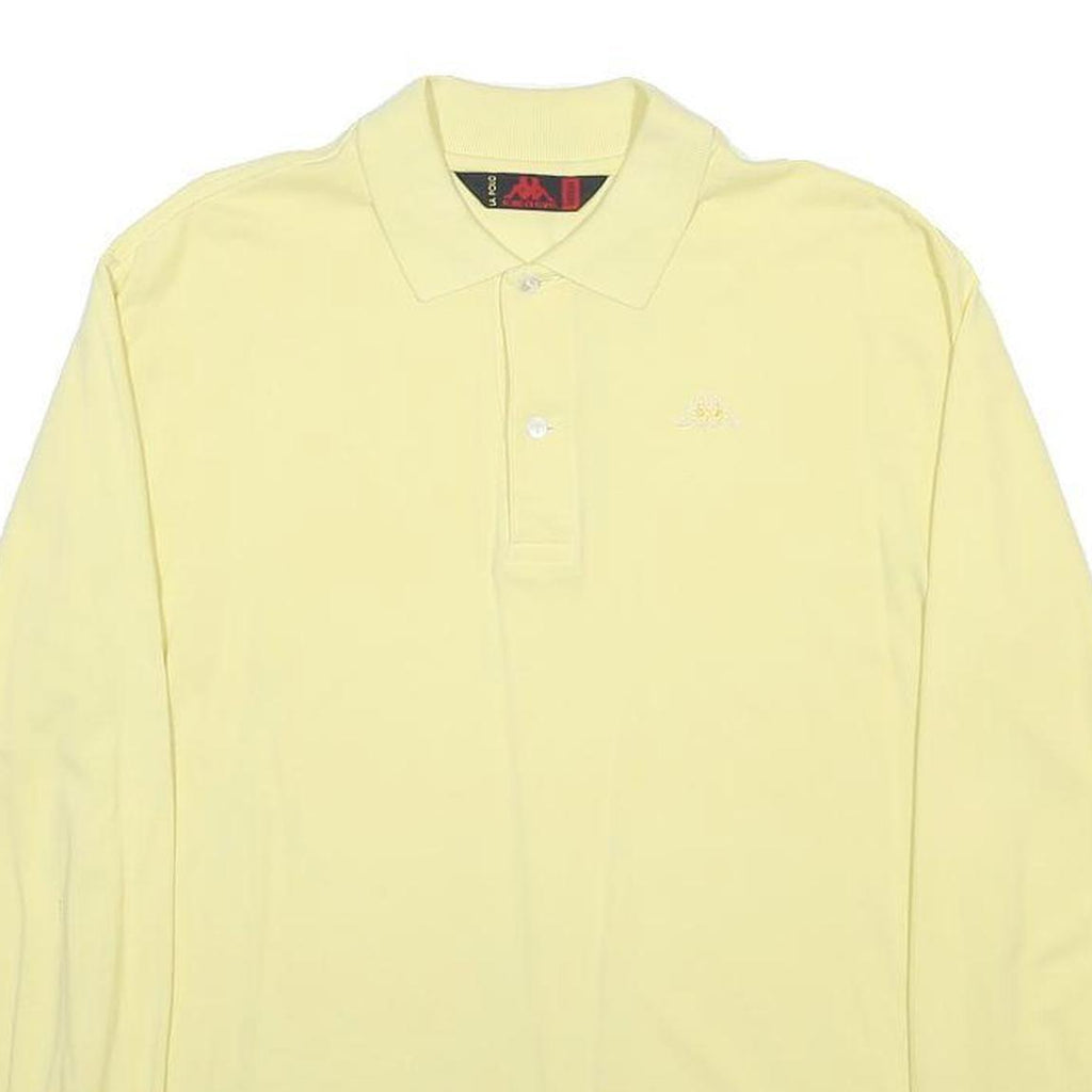 KAPPA Mens Yellow Long Sleeve Plain Polo Shirt M Cotton Blend Casual
