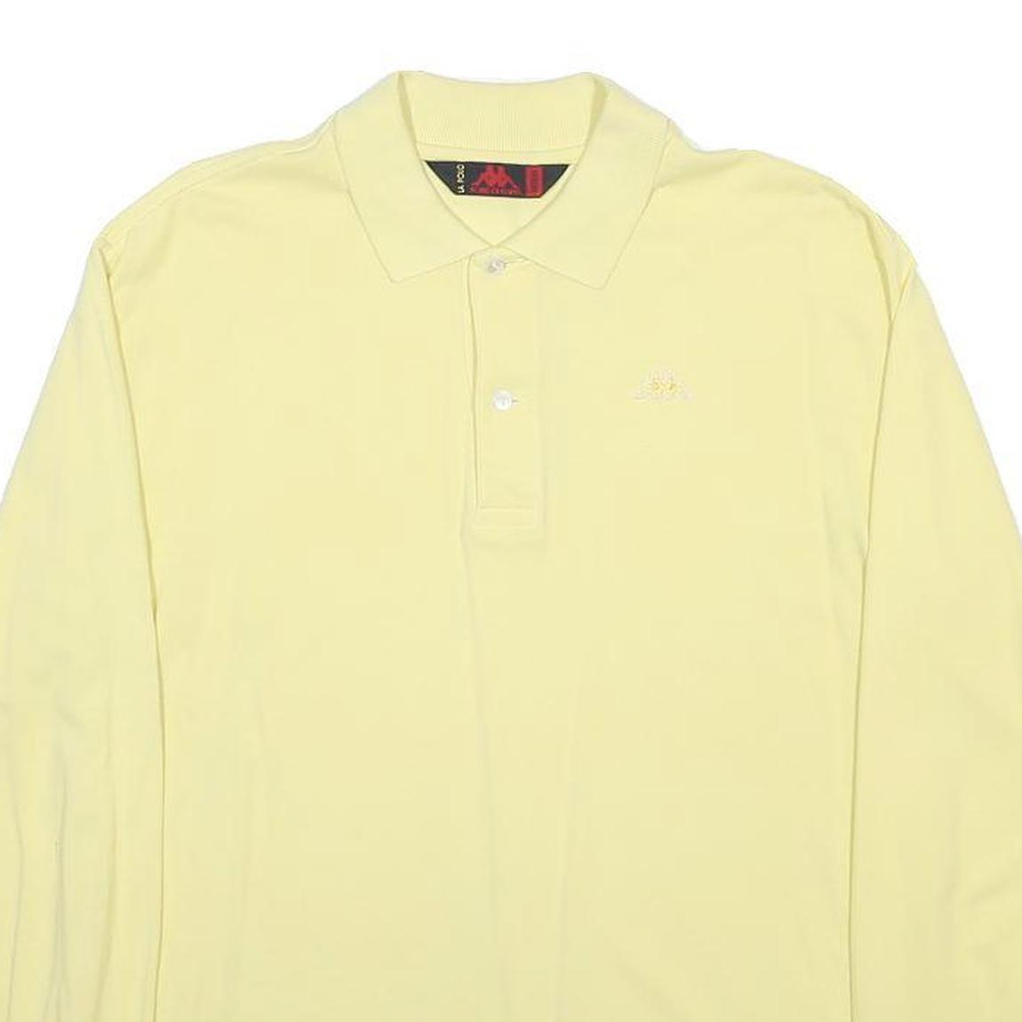 KAPPA Mens Yellow Long Sleeve Plain Polo Shirt M Cotton Blend Casual
