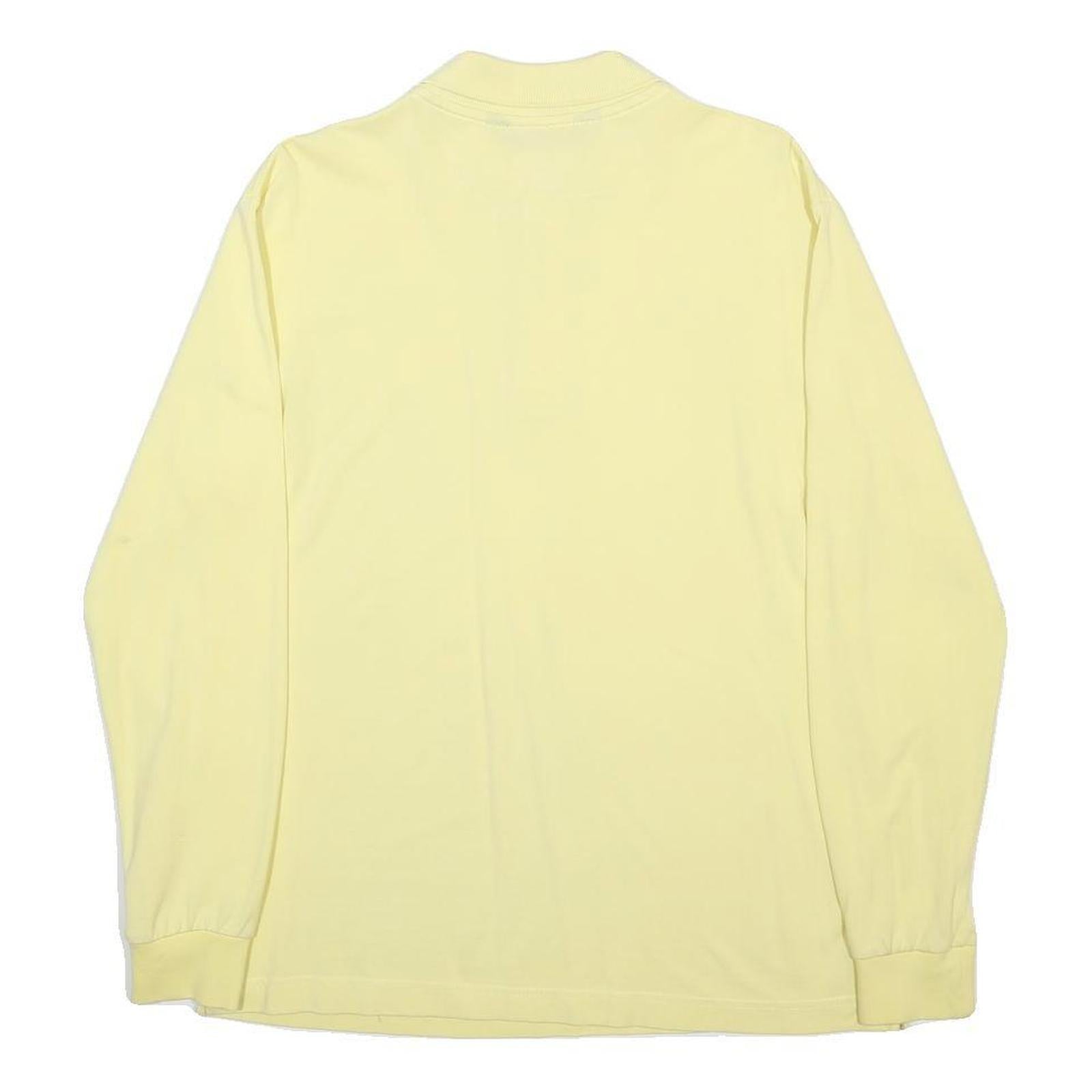 KAPPA Mens Yellow Long Sleeve Plain Polo Shirt M Cotton Blend Casual