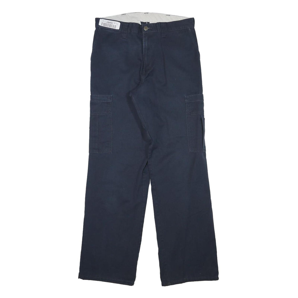 DICKIES Mens Regular Navy Blue Cotton Blend Zip Trousers W30 L31 Cargo Pocket