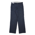 DICKIES Mens Regular Navy Blue Cotton Blend Zip Trousers W30 L31 Cargo Pocket