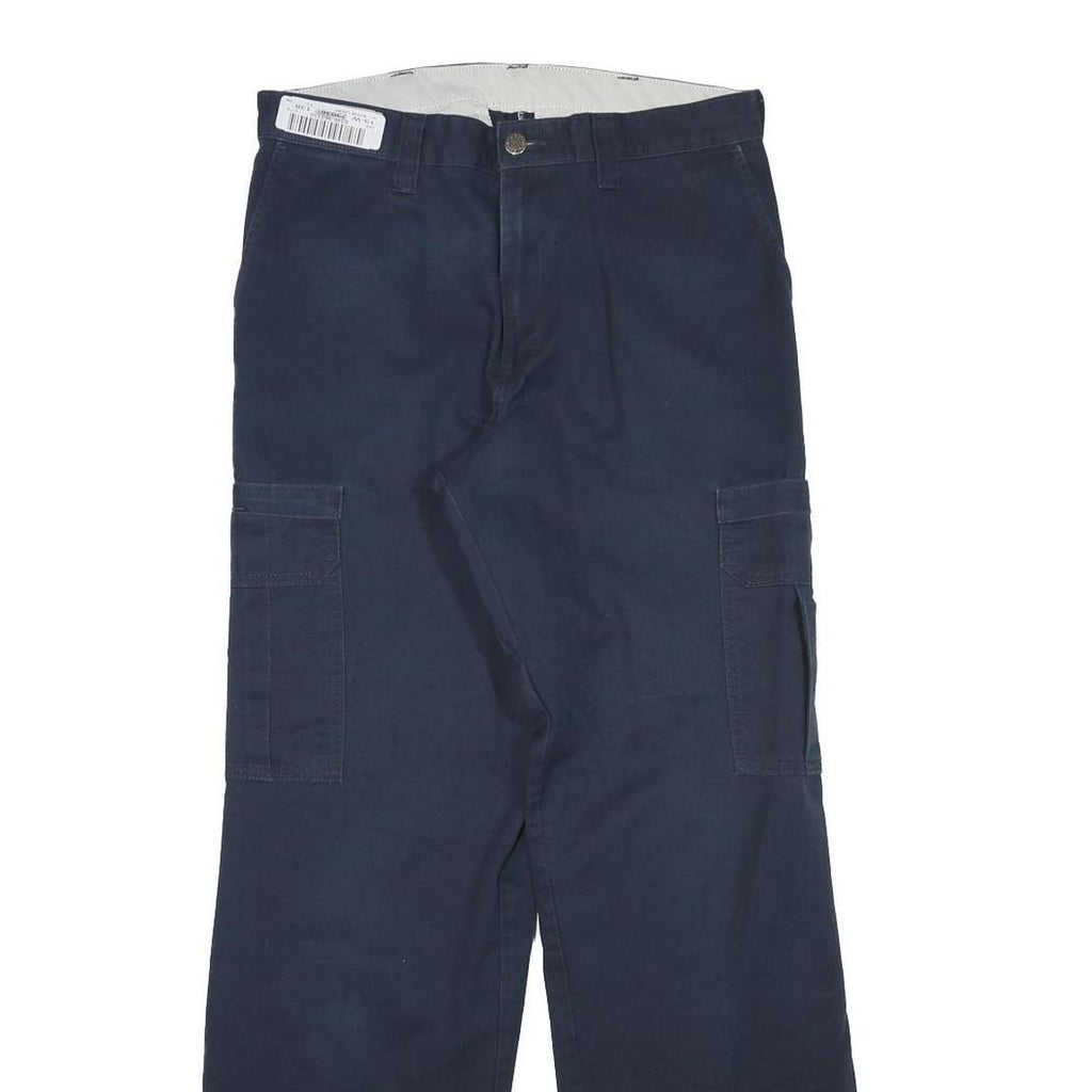 DICKIES Mens Regular Navy Blue Cotton Blend Zip Trousers W30 L31 Cargo Pocket