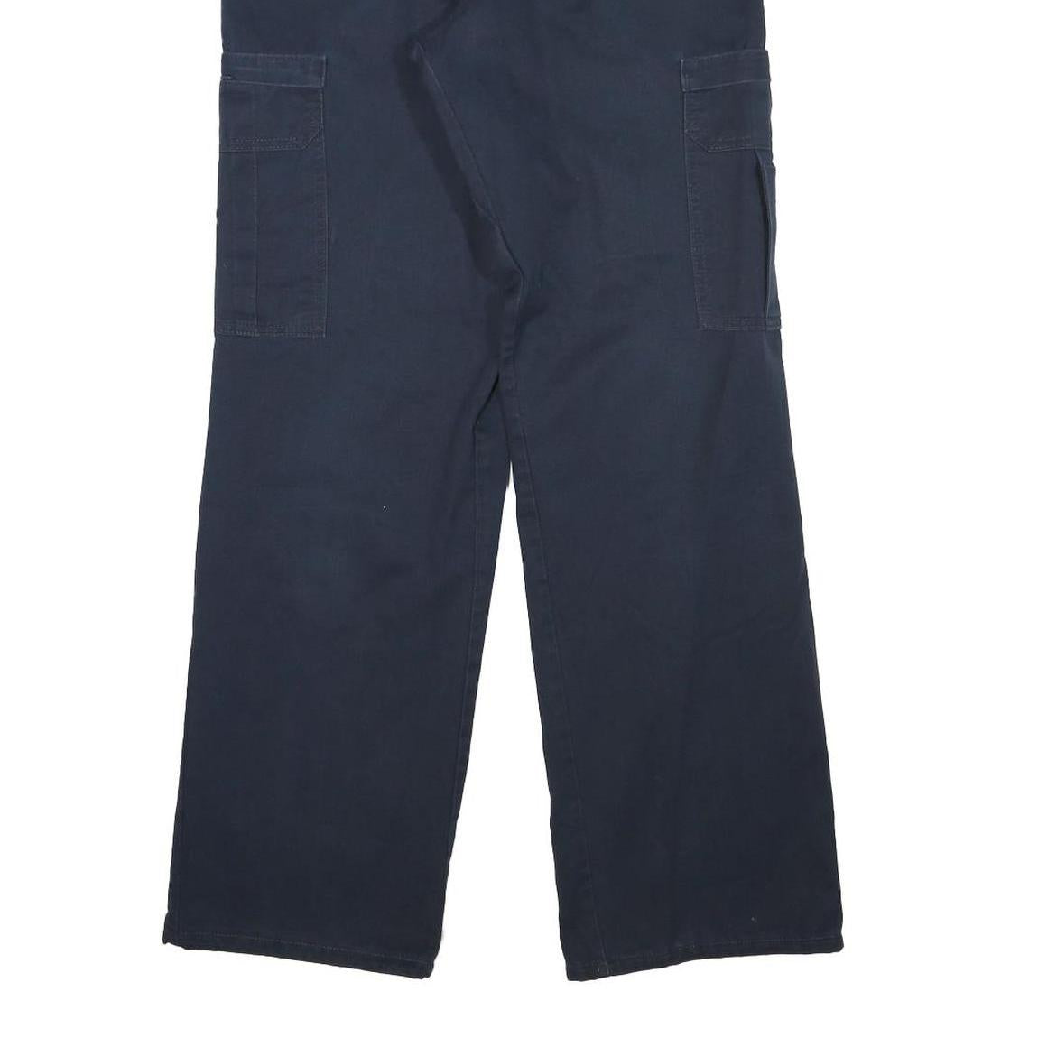 DICKIES Mens Regular Navy Blue Cotton Blend Zip Trousers W30 L31 Cargo Pocket