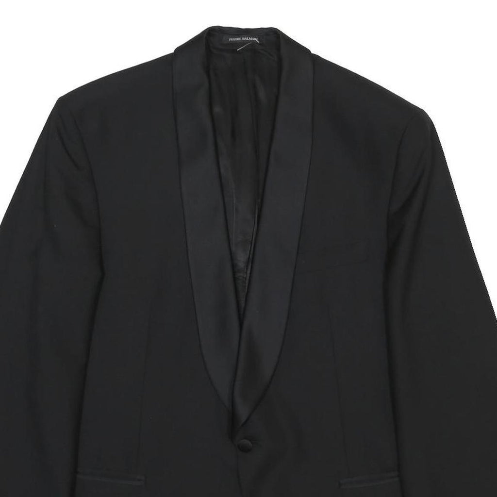 PIERRE BALMAIN Mens Black Wool Blend Classic Jacket L Button Plain Elegant