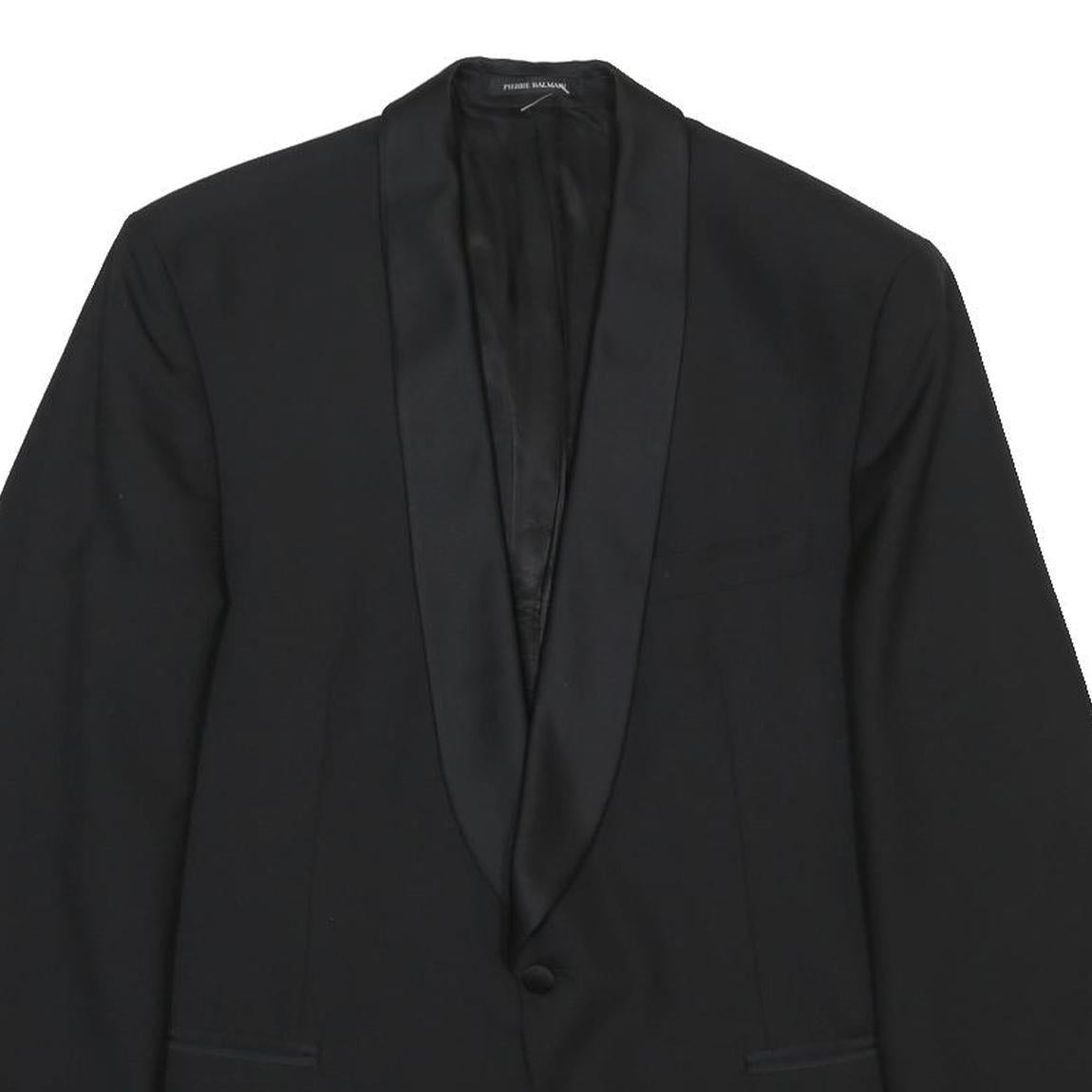 PIERRE BALMAIN Mens Black Wool Blend Classic Jacket L Button Plain Elegant