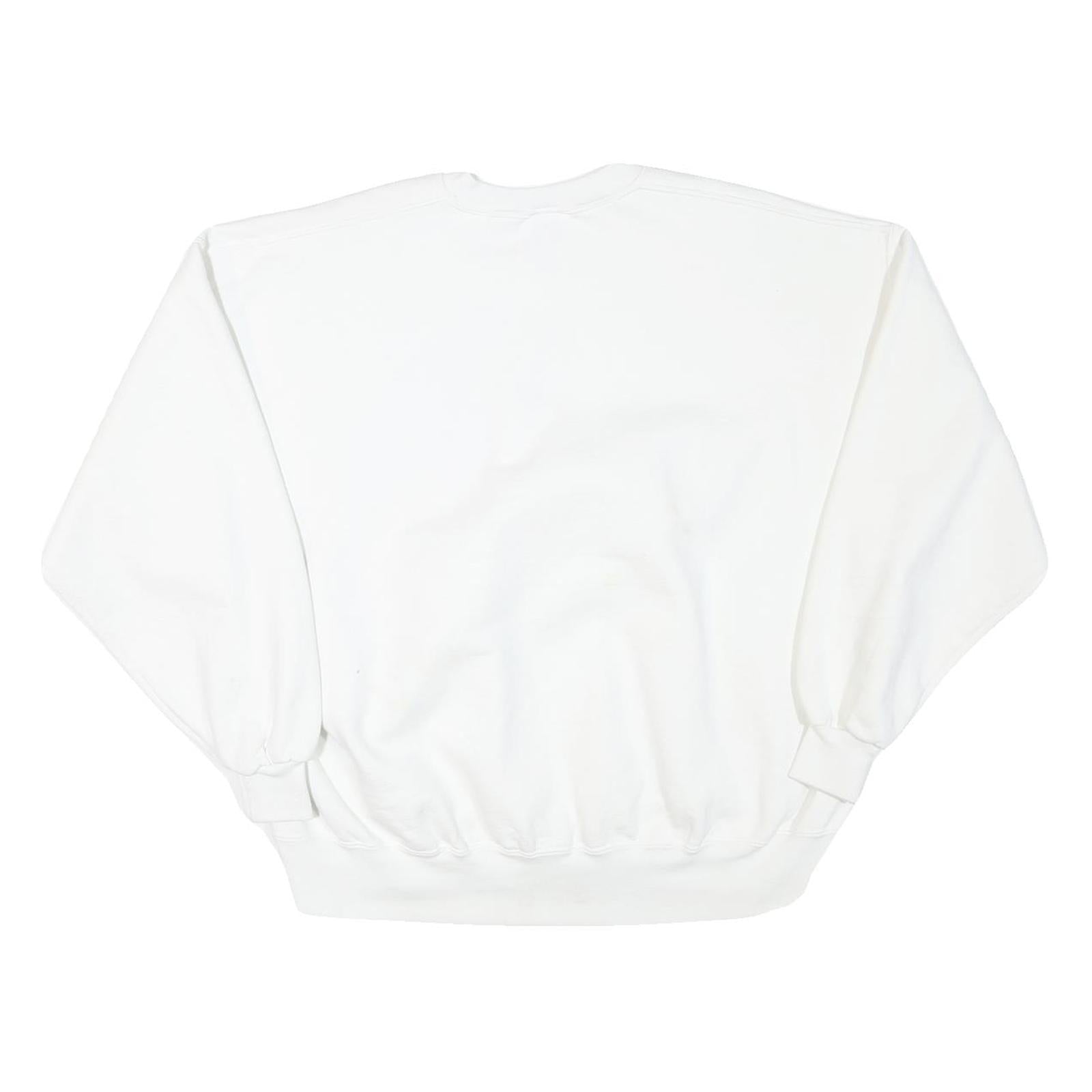 Mens White Sweatshirt XL Crew Neck Cotton Blend USA Flag Patriotic Text