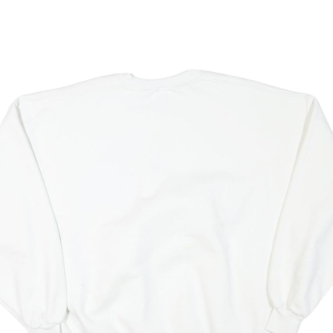 Mens White Sweatshirt XL Crew Neck Cotton Blend USA Flag Patriotic Text