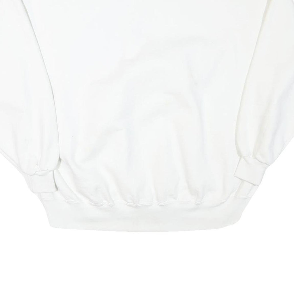 Mens White Sweatshirt XL Crew Neck Cotton Blend USA Flag Patriotic Text