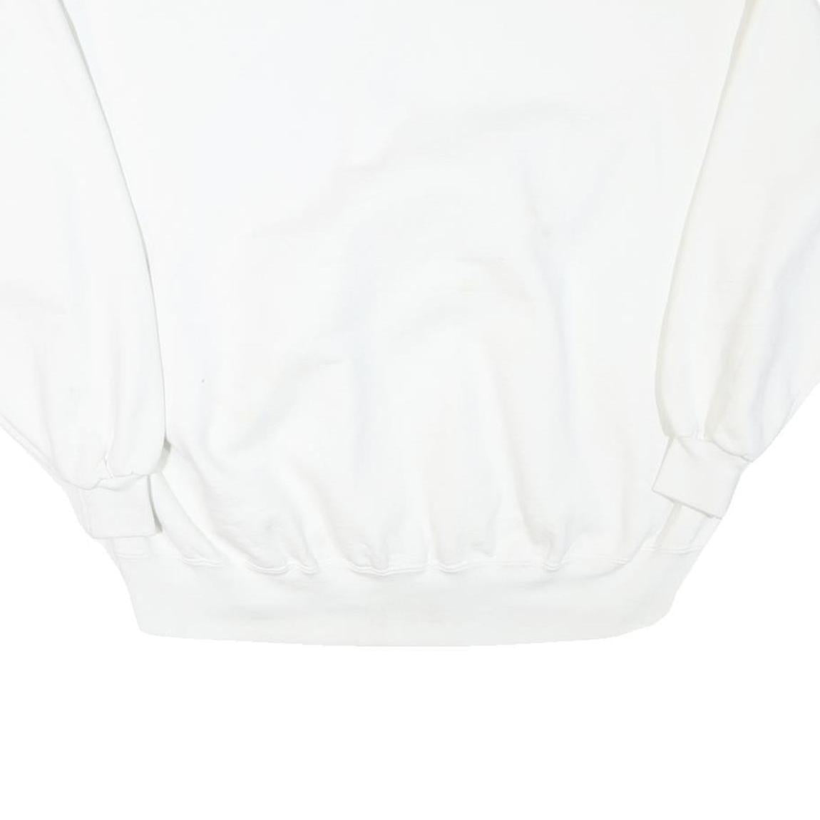 Mens White Sweatshirt XL Crew Neck Cotton Blend USA Flag Patriotic Text