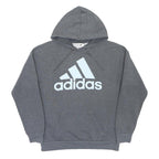 ADIDAS Womens Grey Hoodie XS Cotton Blend Pullover Logo Sweatshirt