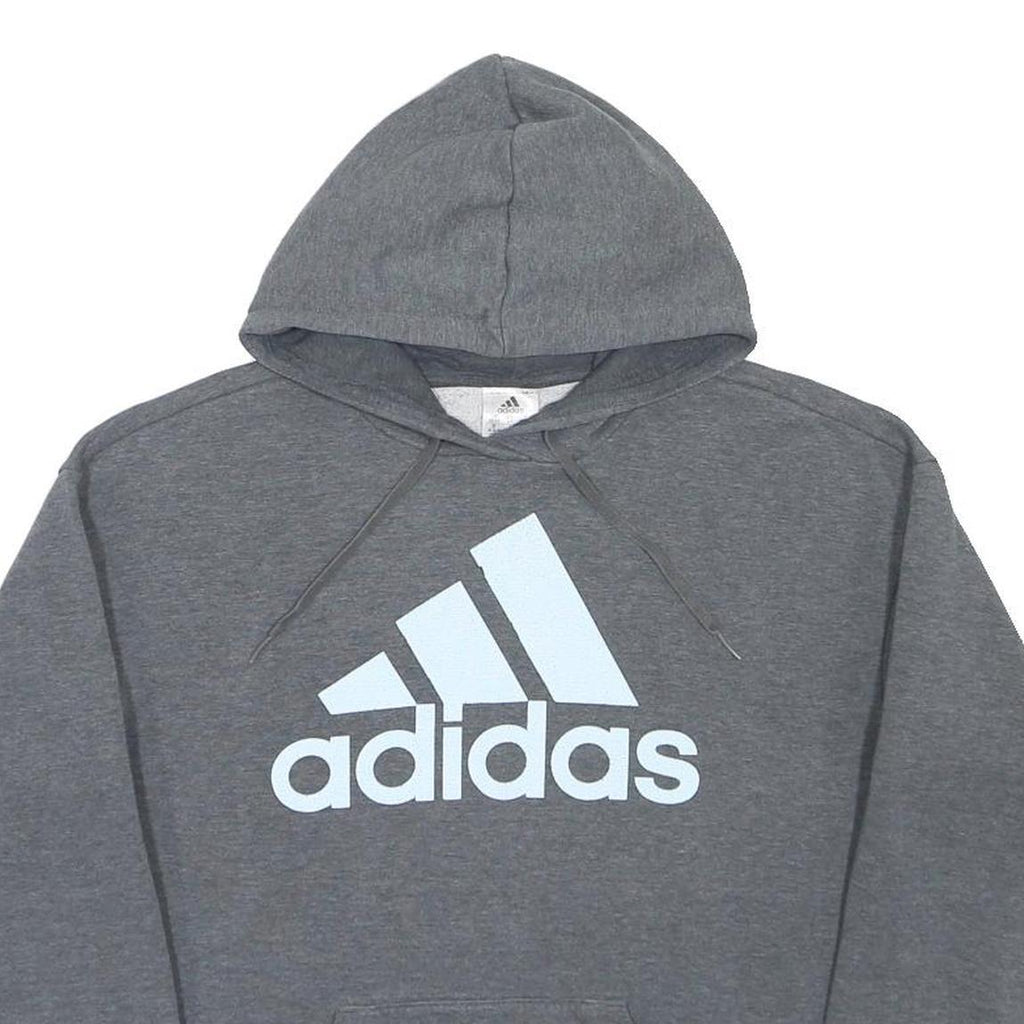 ADIDAS Womens Grey Hoodie XS Cotton Blend Pullover Logo Sweatshirt