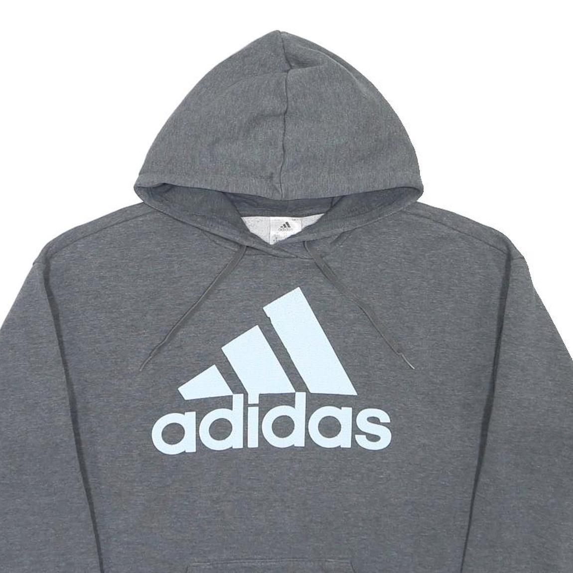 ADIDAS Womens Grey Hoodie XS Cotton Blend Pullover Logo Sweatshirt