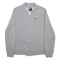 NIKE Mens Grey Cotton Blend Bomber Jacket S Jersey Plain Zip Casual Sportswear