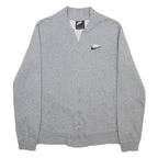 NIKE Mens Grey Cotton Blend Bomber Jacket S Jersey Plain Zip Casual Sportswear