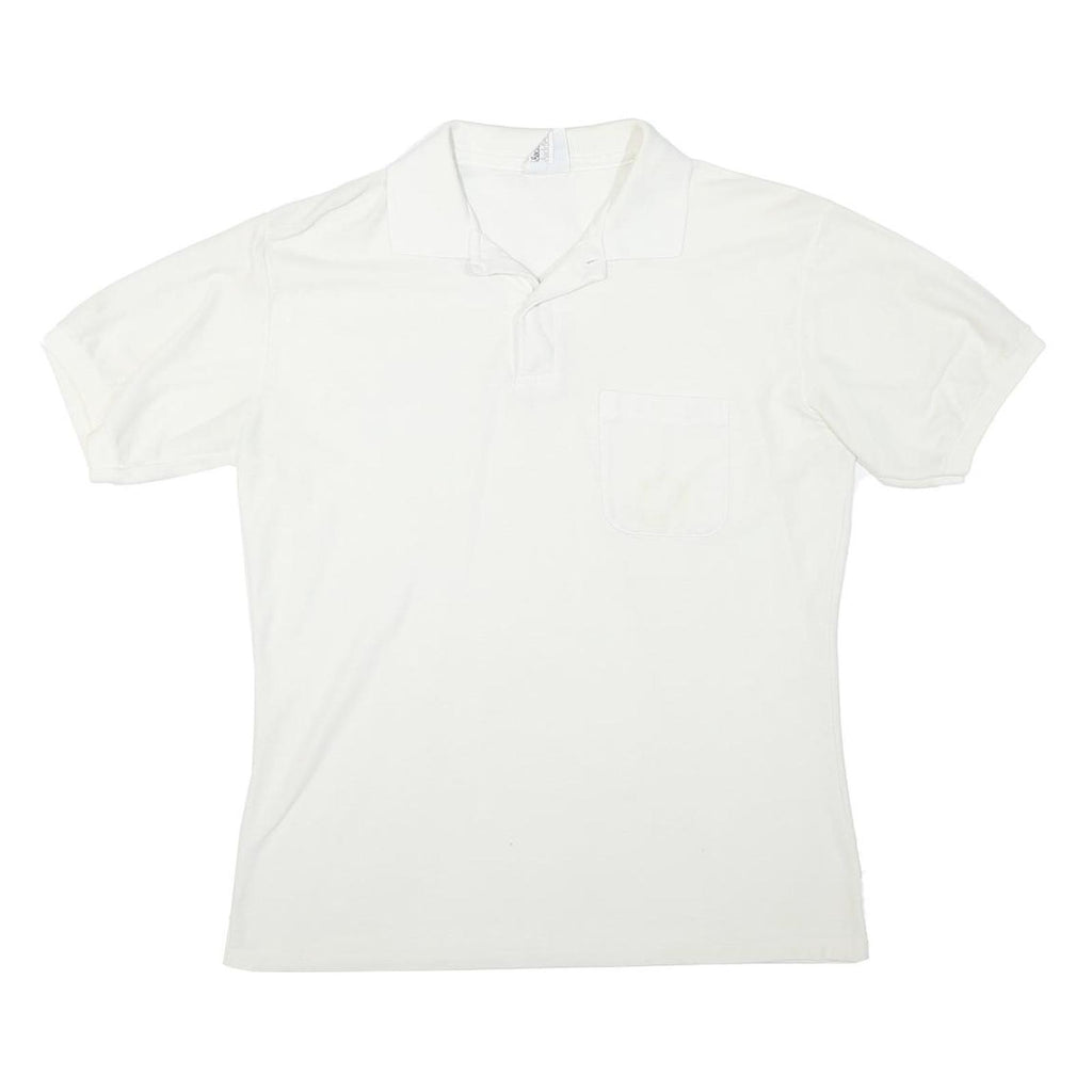 SADDLEBROOK Womens White Short Sleeve Plain Polo Shirt M Casual Cotton