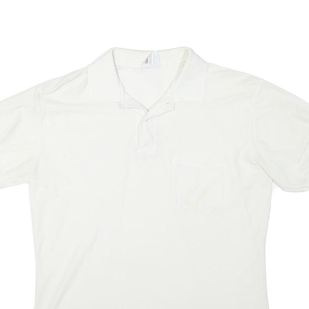 SADDLEBROOK Womens White Short Sleeve Plain Polo Shirt M Casual Cotton