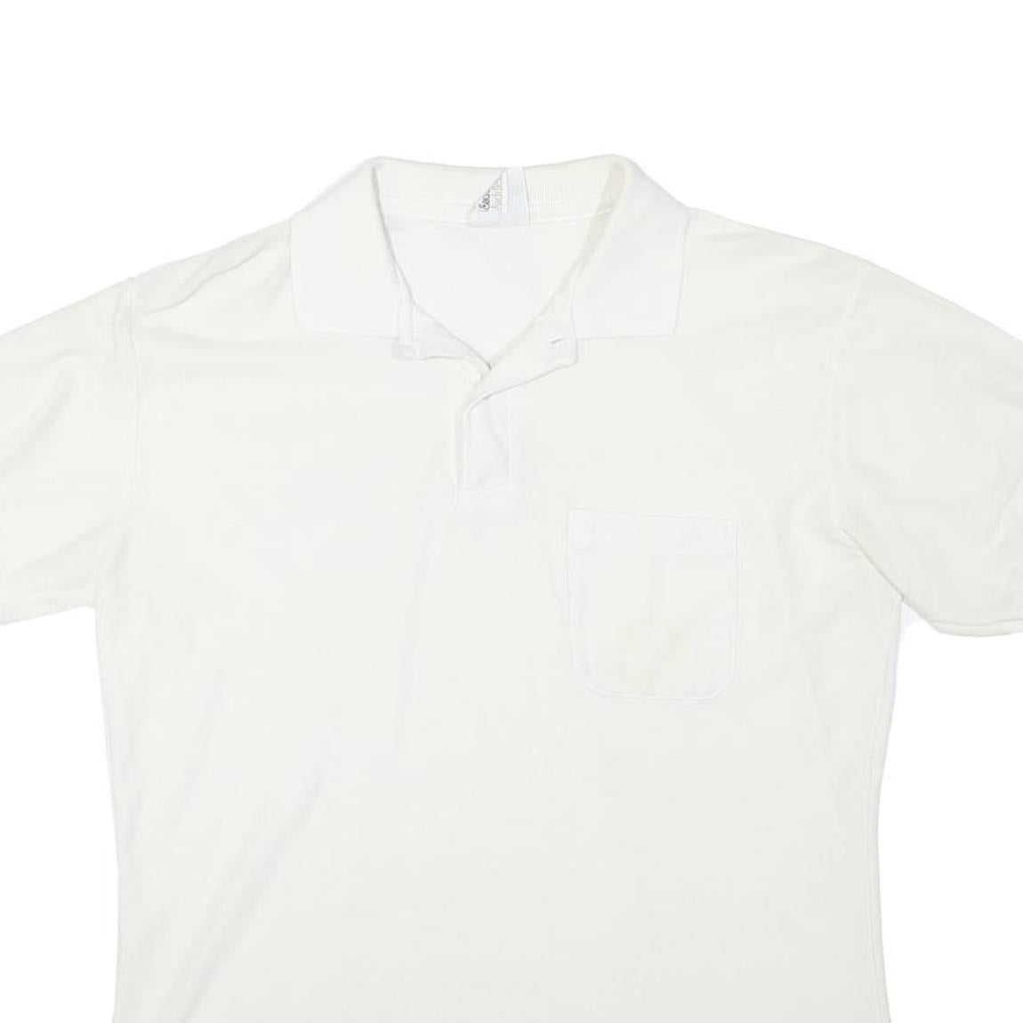 SADDLEBROOK Womens White Short Sleeve Plain Polo Shirt M Casual Cotton