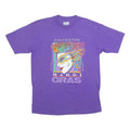 HANES Womens Purple Mardi Gras Graphic T-Shirt L Short Sleeve Crew Neck Printed