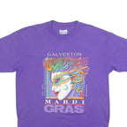 HANES Womens Purple Mardi Gras Graphic T-Shirt L Short Sleeve Crew Neck Printed