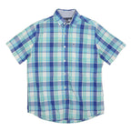 TOMMY HILFIGER Mens Blue Check Shirt S Cotton Classic Fit Casual Summer