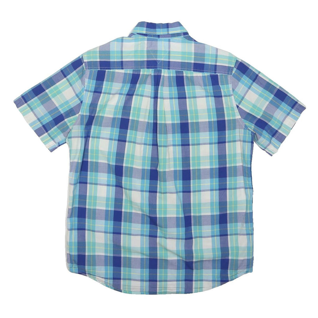 TOMMY HILFIGER Mens Blue Check Shirt S Cotton Classic Fit Casual Summer
