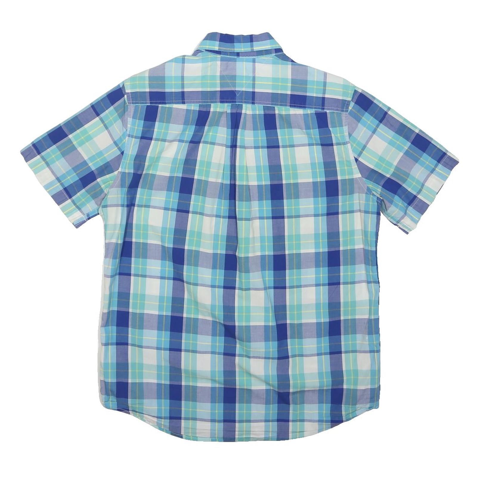 TOMMY HILFIGER Mens Blue Check Shirt S Cotton Classic Fit Casual Summer