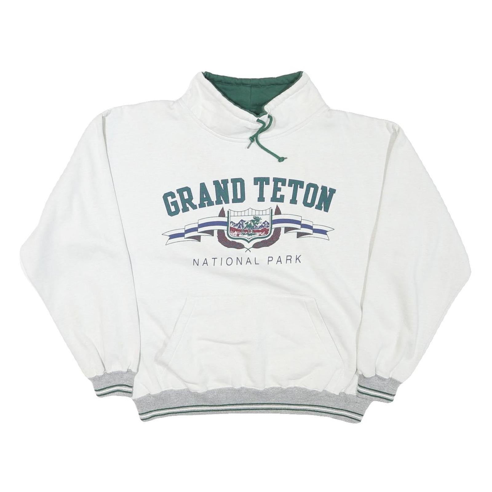 GEAR Mens White Grand Teton National Park Crew Neck M Cotton Sweatshirt