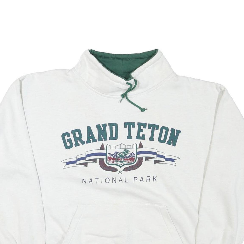 GEAR Mens White Grand Teton National Park Crew Neck M Cotton Sweatshirt