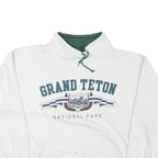 GEAR Mens White Grand Teton National Park Crew Neck M Cotton Sweatshirt
