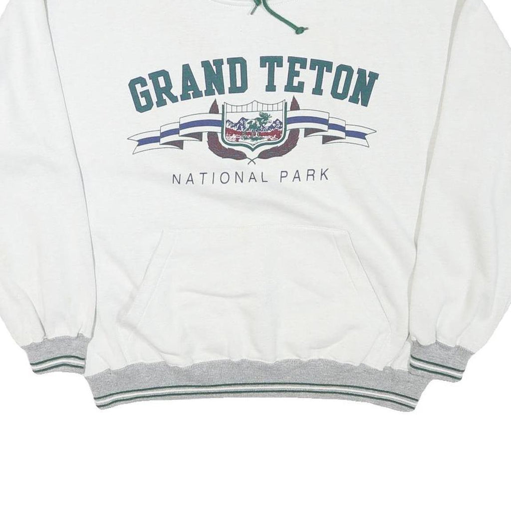 GEAR Mens White Grand Teton National Park Crew Neck M Cotton Sweatshirt