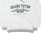 GEAR Mens White Grand Teton National Park Crew Neck M Cotton Sweatshirt