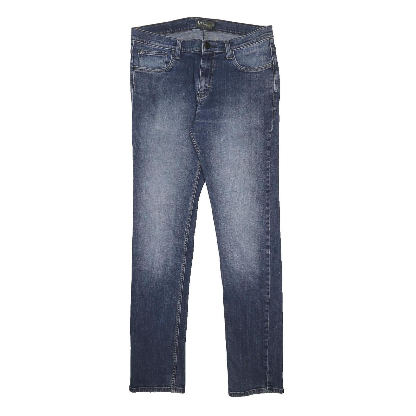 LEE Mens Jeans Blue Slim Skinny Denim Medium W32 L33 Classic Fit Zip Closure