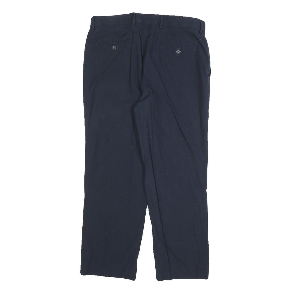 TOMMY HILFIGER Mens Cotton Blend Navy Regular Straight Trousers W32 L25 Classic