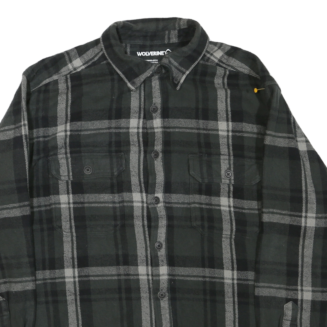 WOLVERINE Mens Black & Grey Shirt XL Cotton Blend Button-Down Plaid Casual
