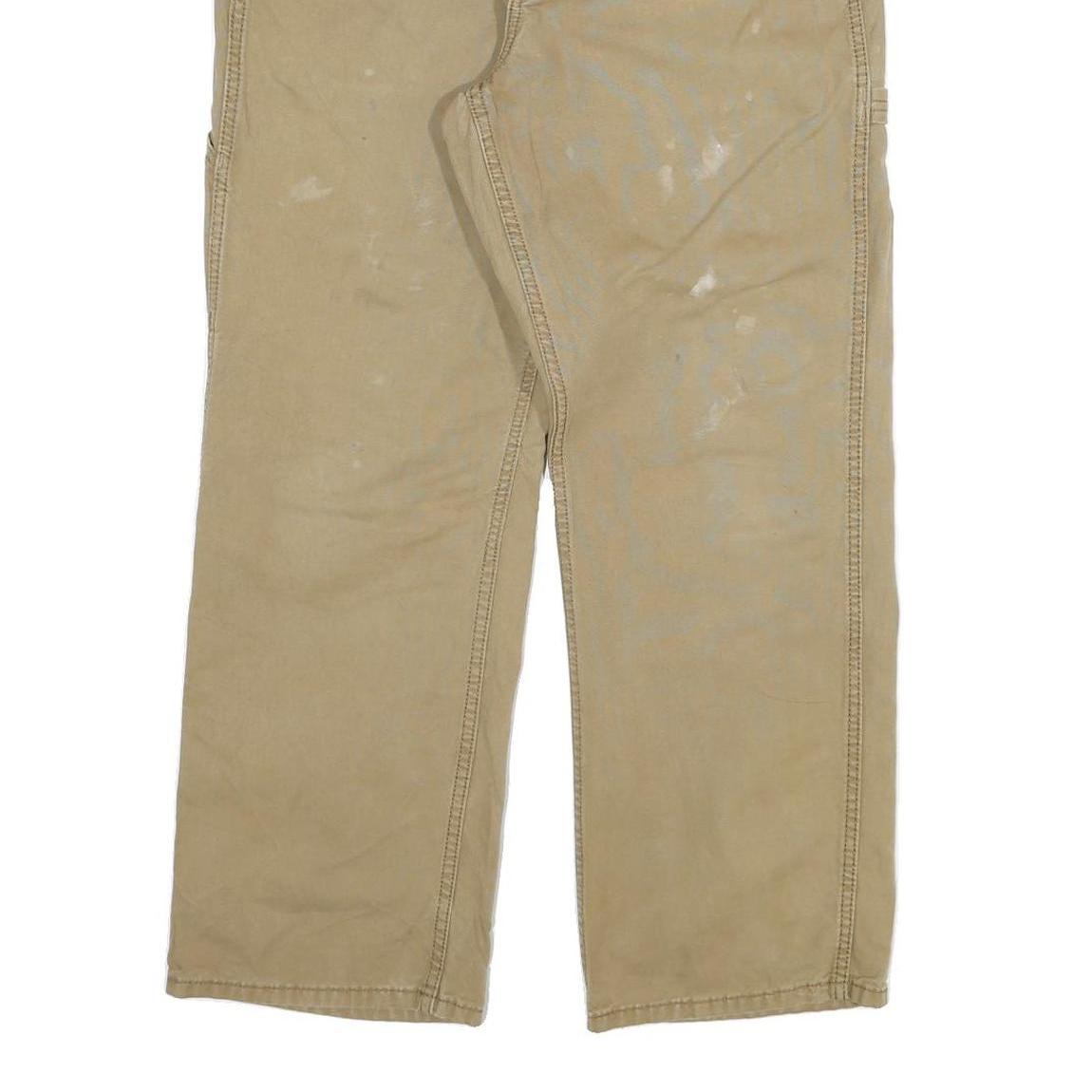 CARHARTT Mens Regular Fit Beige Cotton Blend Straight Leg Trousers W34 L30