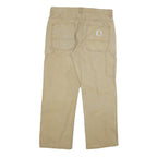 CARHARTT Mens Regular Fit Beige Cotton Blend Straight Leg Trousers W34 L30