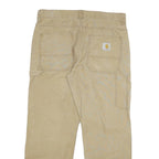 CARHARTT Mens Regular Fit Beige Cotton Blend Straight Leg Trousers W34 L30