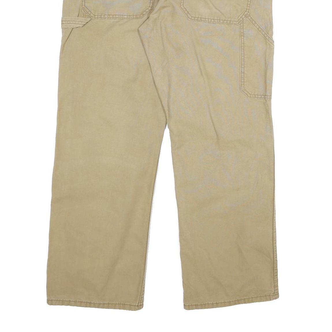 CARHARTT Mens Regular Fit Beige Cotton Blend Straight Leg Trousers W34 L30