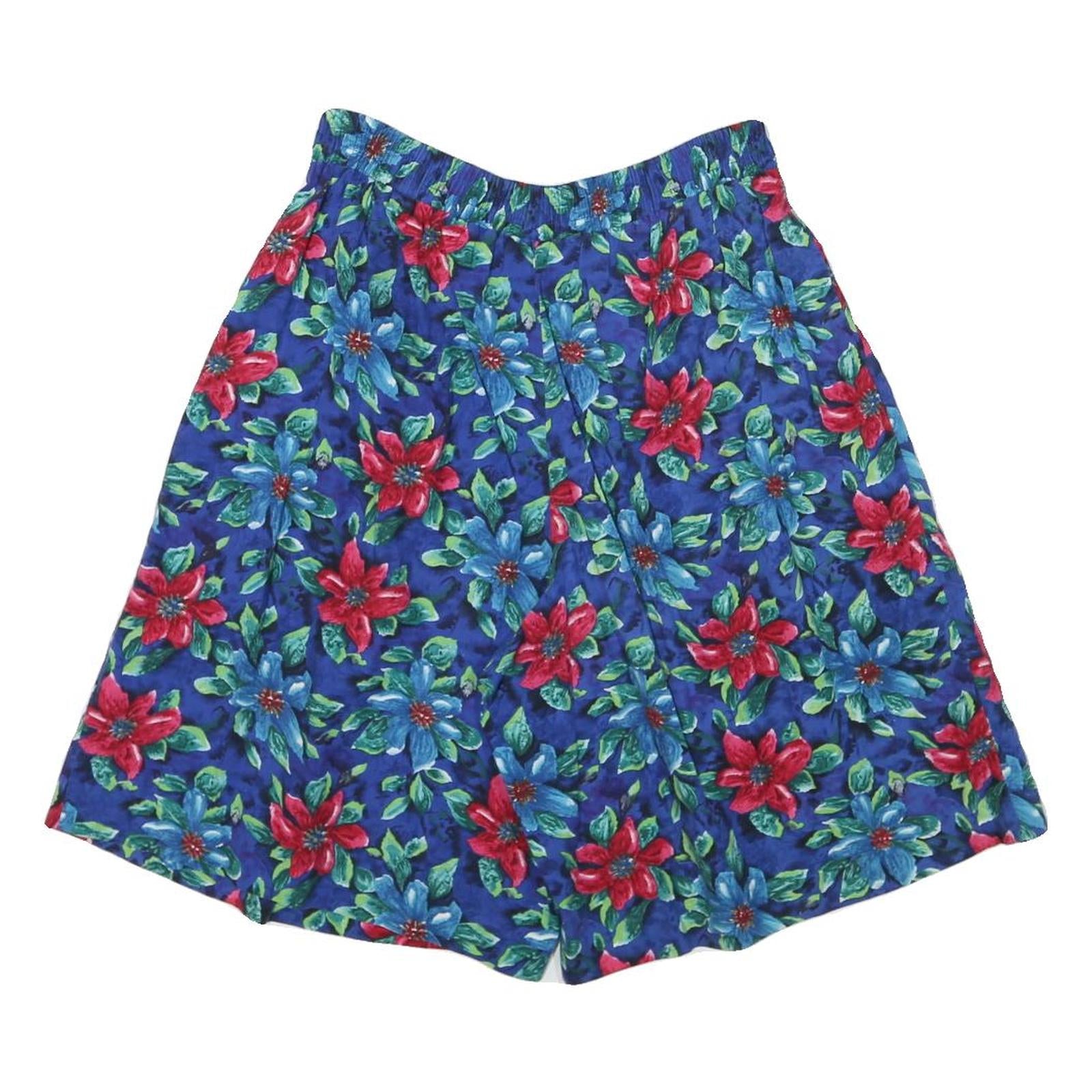 LIZ BAKER Womens Floral Print Casual Blue Red Cotton Blend Shorts M W27