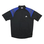 ADIDAS Mens Black & Blue Modern L Short Sleeve 1/4 Zip Sports T-Shirt