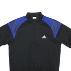 ADIDAS Mens Black & Blue Modern L Short Sleeve 1/4 Zip Sports T-Shirt