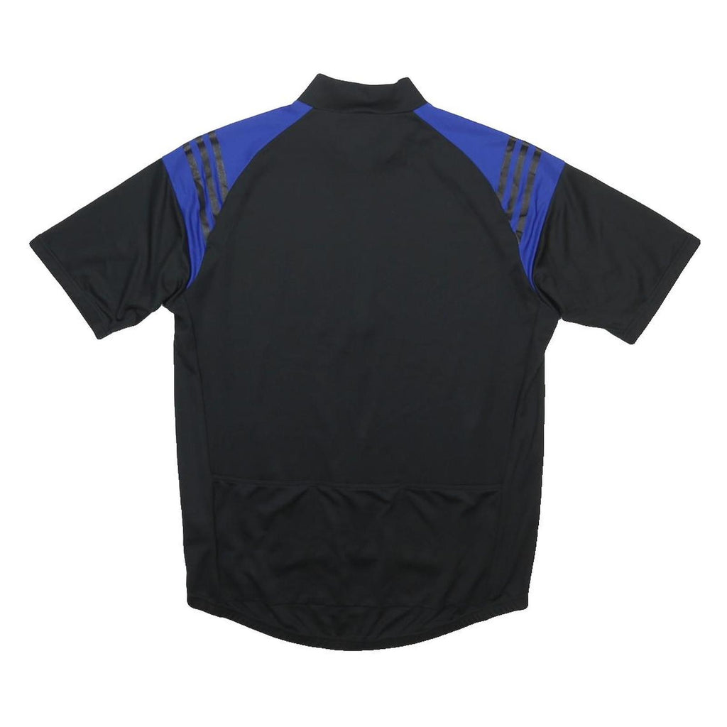 ADIDAS Mens Black & Blue Modern L Short Sleeve 1/4 Zip Sports T-Shirt