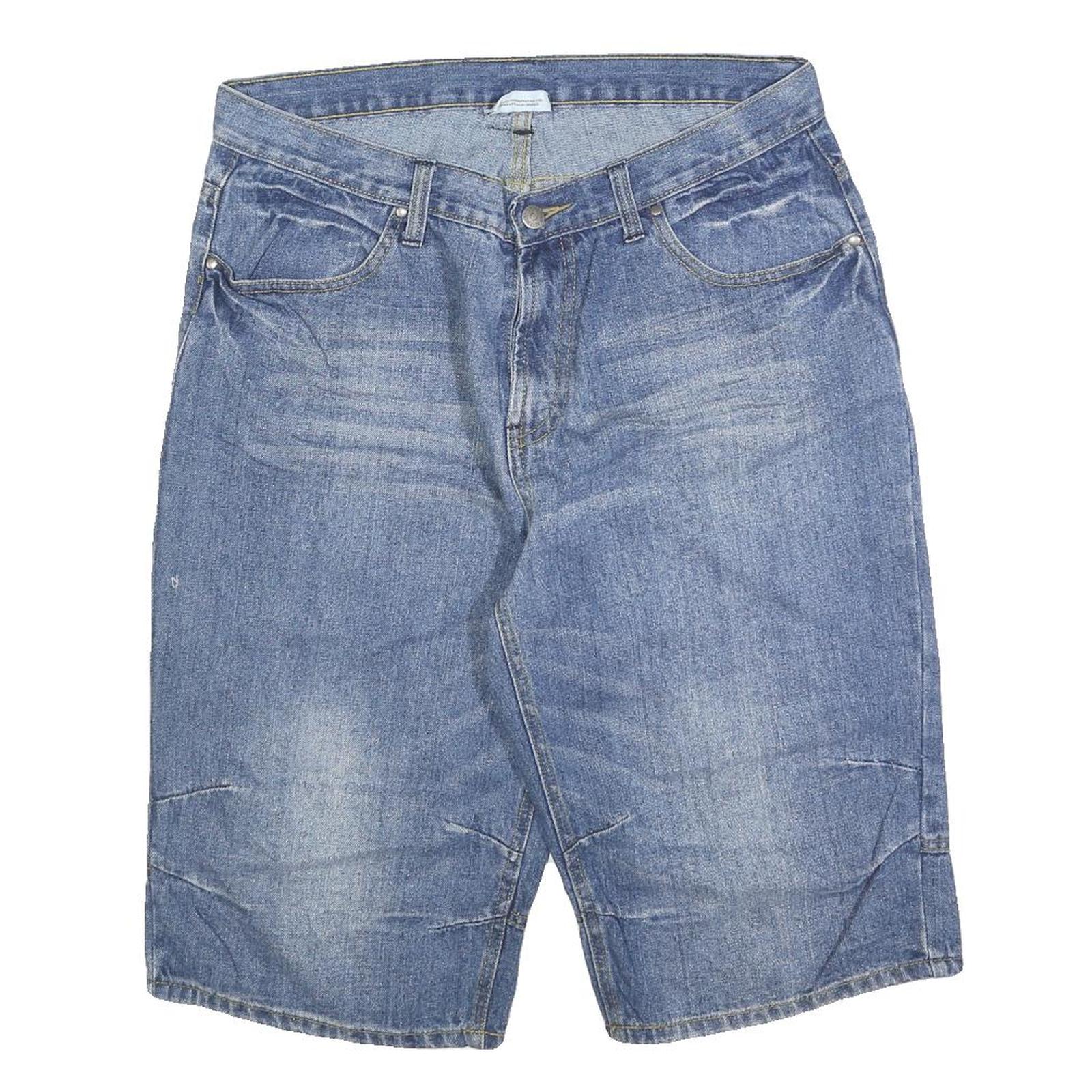 VAN VAAN Mens Denim Blue Cotton Blend Casual Shorts L W32 Relaxed Fit