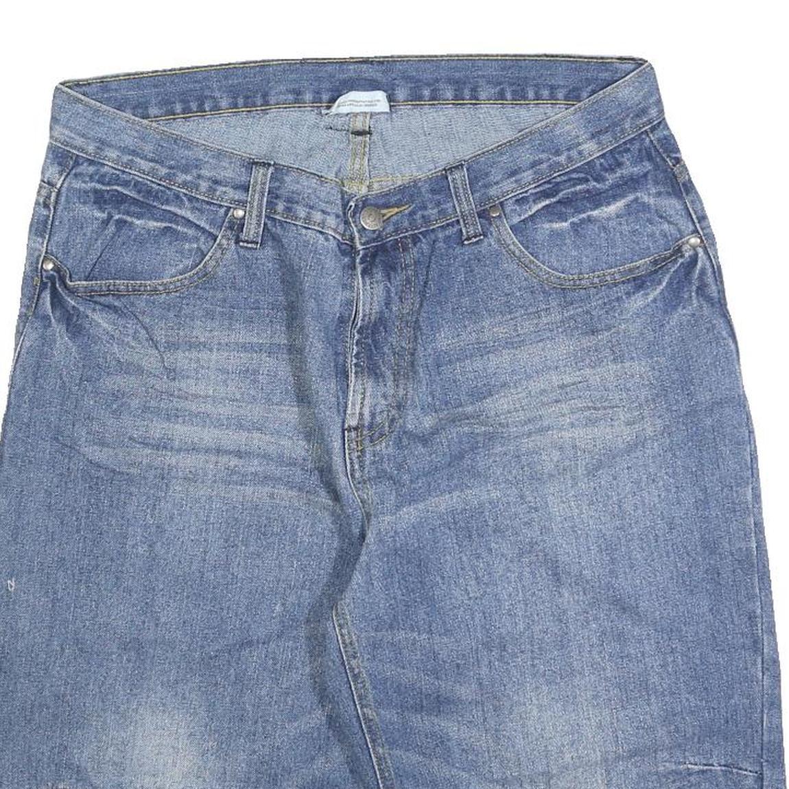 VAN VAAN Mens Denim Blue Cotton Blend Casual Shorts L W32 Relaxed Fit